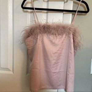 Lulu’s So Much Luxe Blush Satin Feather Top